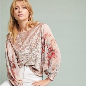 ANTHROPOLOGIE Meadow Rue floral sleeved top